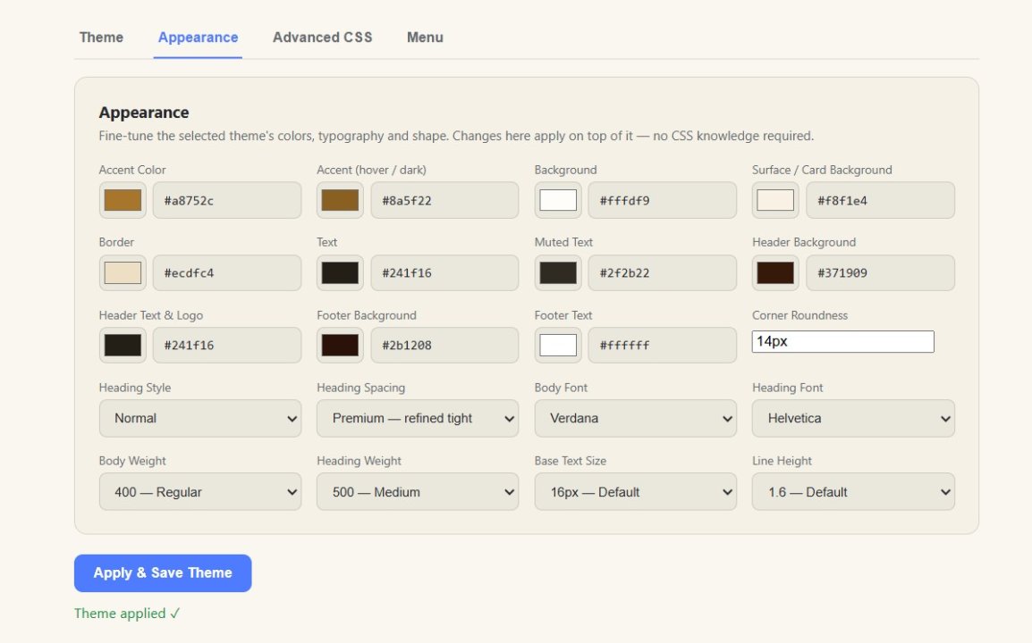 georankthemesetting- color and design setup